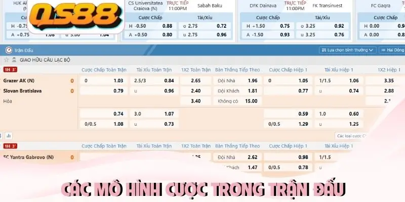 Các mô hình cược trong trận đấu Các mô hình cược trong trận đấu